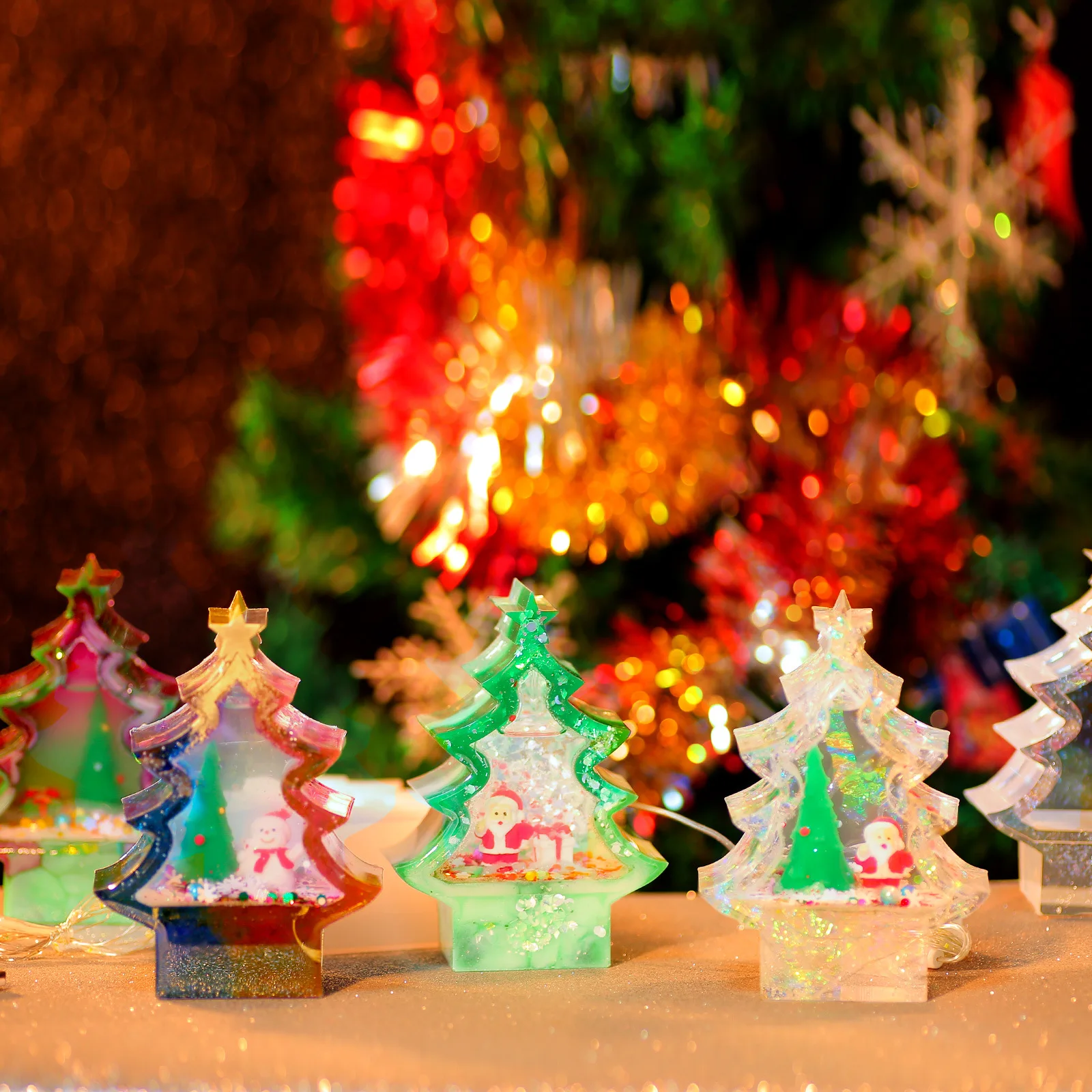 

Epoxy Diy Silicone Mold Christmas Storage Quicksand Three-dimensional Christmas Tree Lamp Holder Material Package Abrasive Set
