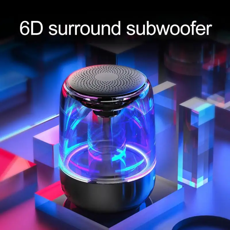 Portable Bluetooth5.0 Speaker Transparent LED Luminous Subwoofer TWS 6D Surround HIFI Stereo Cool Audio For Mobile Phone Acrylic