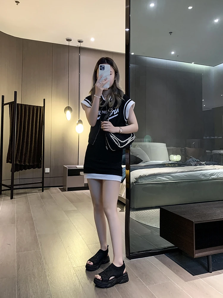 Breathable Sandals Women's Mesh Face 2023 Summer Elastic Fabric Thick Sole Fish Mouth Shoes Matsuke Beach Sandals and Slippers