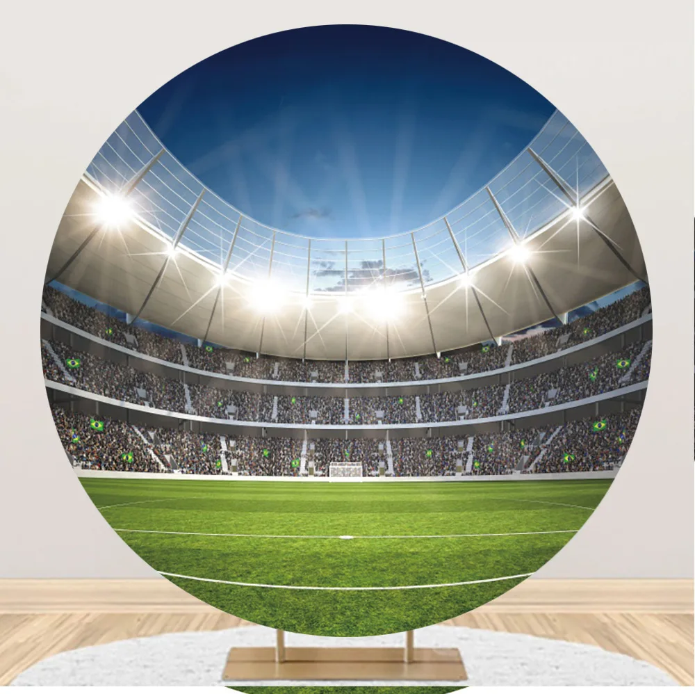 

Elastic Football Stadium Playing Field Round Backgrounds Photography Birthday Party Child Photozone Home Poster Photo Backdrops