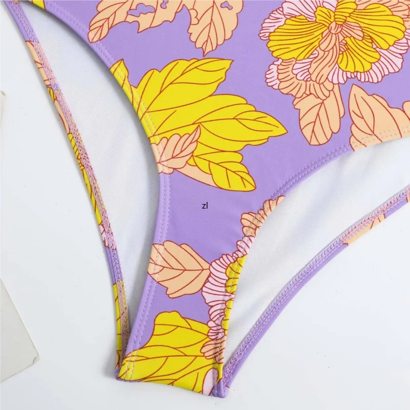 2023 Spring New One Piece Swimsuit 2 Piece Sets Women Outfit Sexy Wrapped Chest Bikini Set Printed Slim Chiffon Beach Dress Set