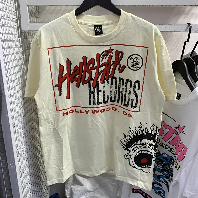 

Streetwear Hellstar T-shirt Vintage Printed Letters Logo Mens Womens Oversized Hellstar Short Sleeve T Shirt With Tags