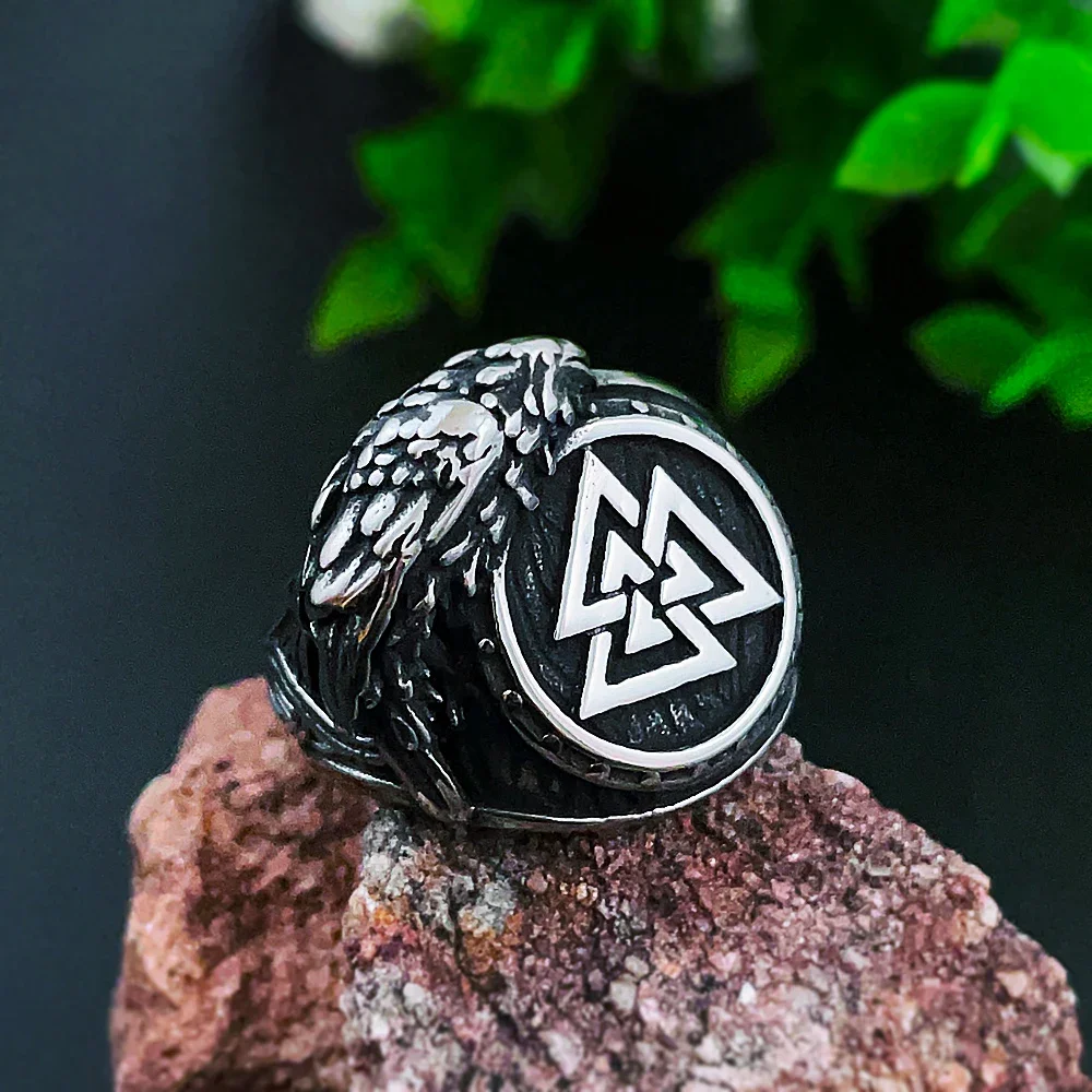 Кольцо Nordic Odin Crow Viking Valknut из нержавеющей стали винтажное кольцо с кельтским
