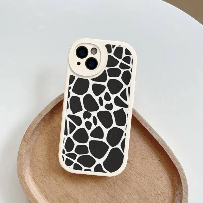 Black and white Dalmatian Cow zebra texture Phone Case Hard Leather For iPhone 14 13 12 Mini 11 14 Pro Max Xs X Xr 7 8 Plus