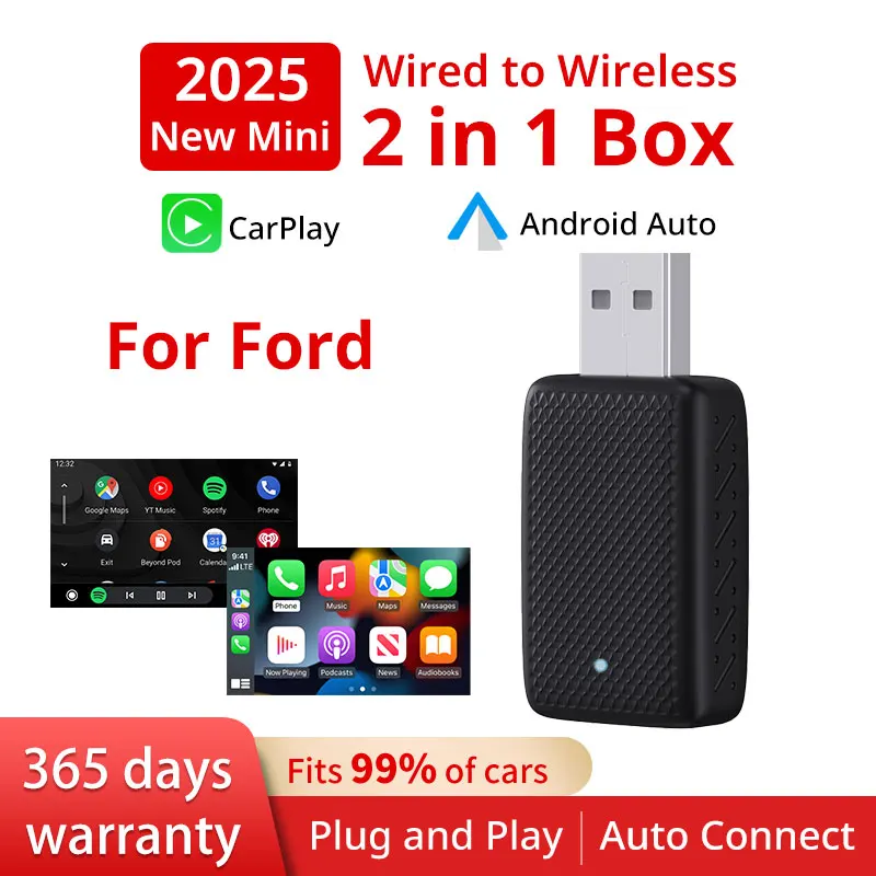 Фото Беспроводной адаптер Carplay XUDA Android Auto Wireless Smart Dongle 2in1 для Ford F150 Explorer BRONCO Maverick Escape Edge Mustang №1