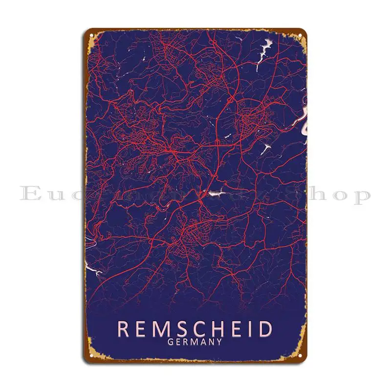 

Карта города Германии Remscheid, металлические знаки, украшение, бар, пещера, настенный плакат, создание гостиной, жестяной плакат