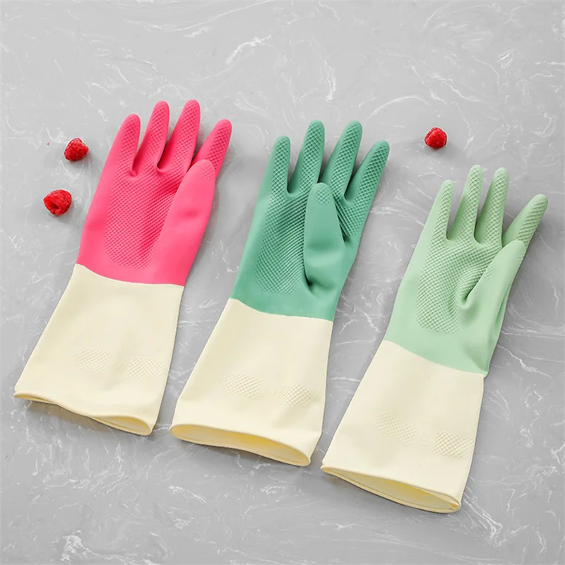 

Двухсторонние перчатки для мытья дома, кухни, прочные, для уборки дома, резиновые, латексные, Портативные водонепроницаемые перчатки для мы...