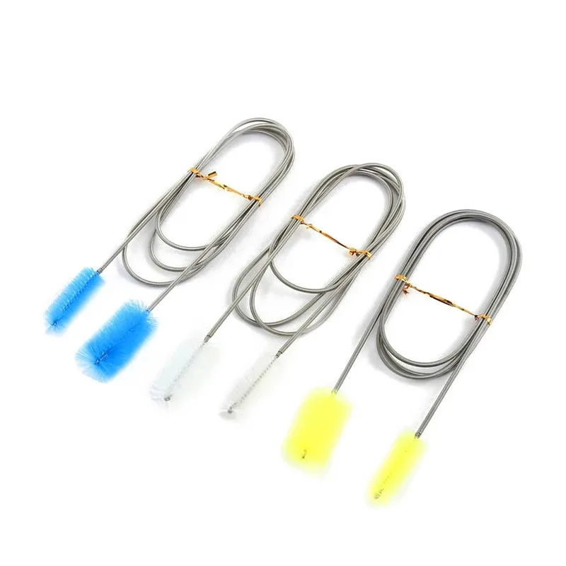 

155CM Aquarium Cleaning Brush Stainless Steel Flexible Bent Tube 2x brush Water Air Tube Pipe Hose Cleaner Fish Tank Accessories