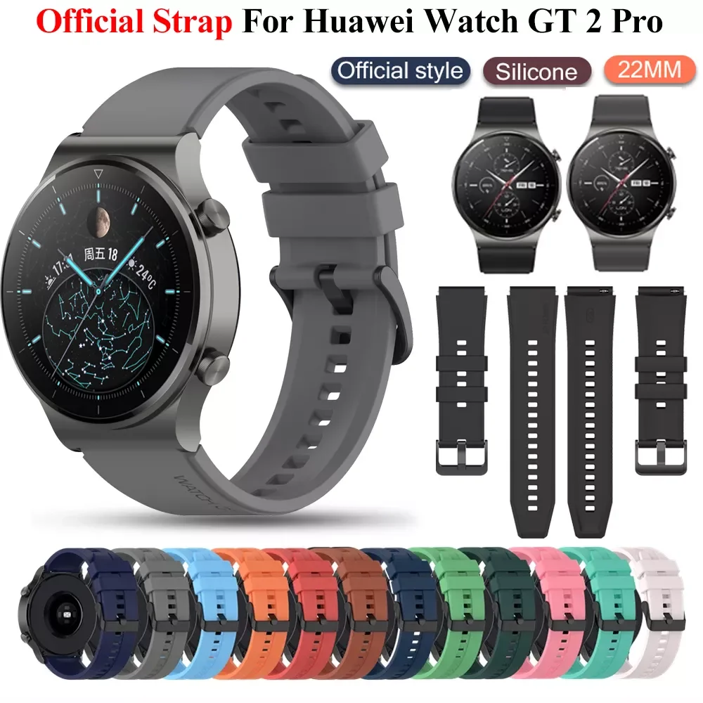 

Ремешок силиконовый для Huawei Watch Gt 2 Pro, запасной оригинальный спортивный браслет для наручных часов, 22 мм