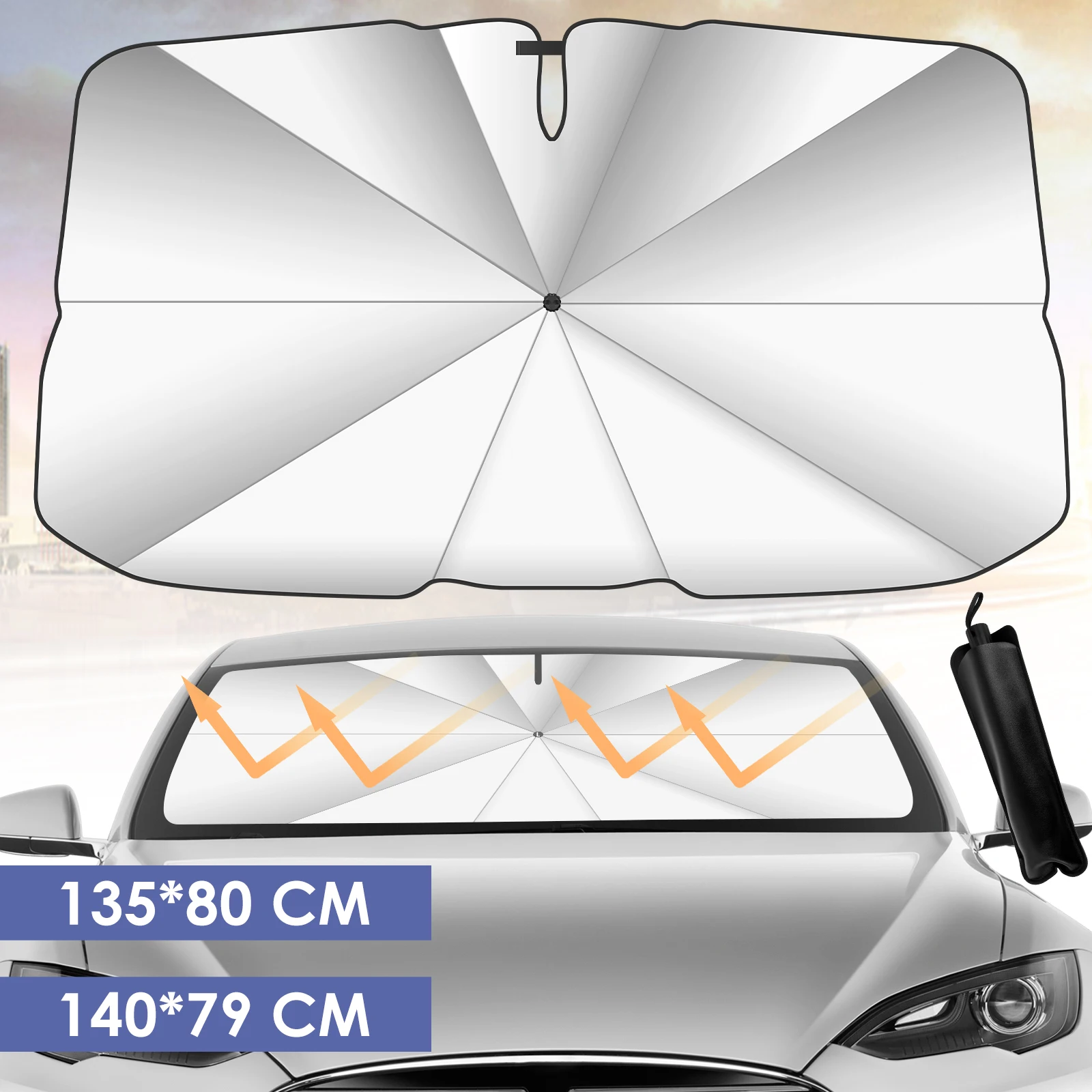

Car Windshield Sunshade Umbrella Stable Auto Front Window Umbrella Vehicle Interior Sun Shade Visor 360° Bendable Automotive
