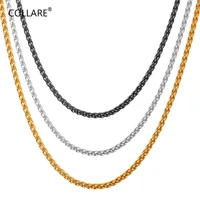 collare wheat chain for men necklace 316l stainless steel spiga link chain wholesale goldblack color men jewelry n415