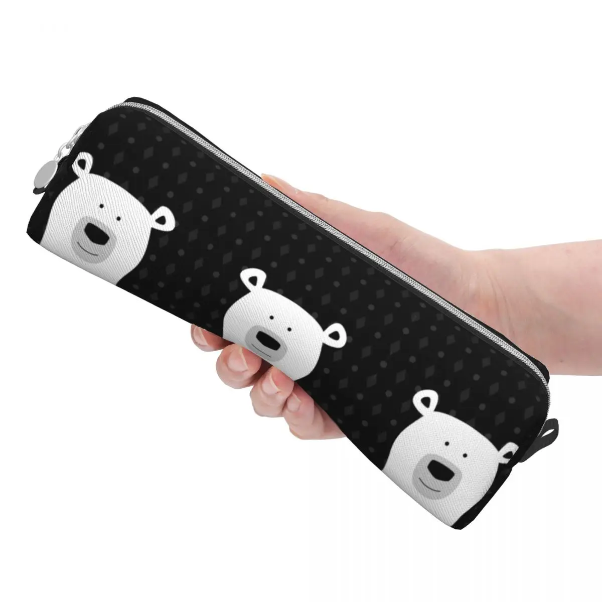 

Smile Whiter Bear Pencil Case Cute Happy Kawaii Portable Pen Box Students PU Leather Back To School Pencil Cases Custom Supplies