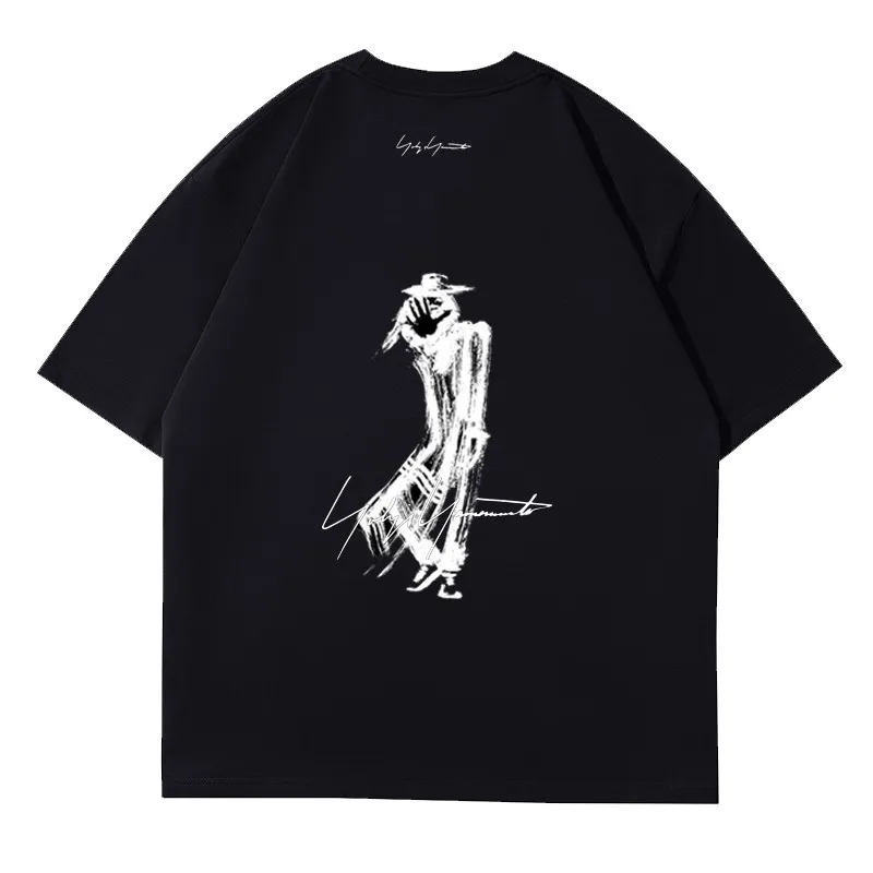 

Летняя мужская футболка Y-3 Yohji Yamamoto 2023, свободный непринужденный топ с коротким рукавом и абстрактным принтом ручной работы для мужчин и женщин