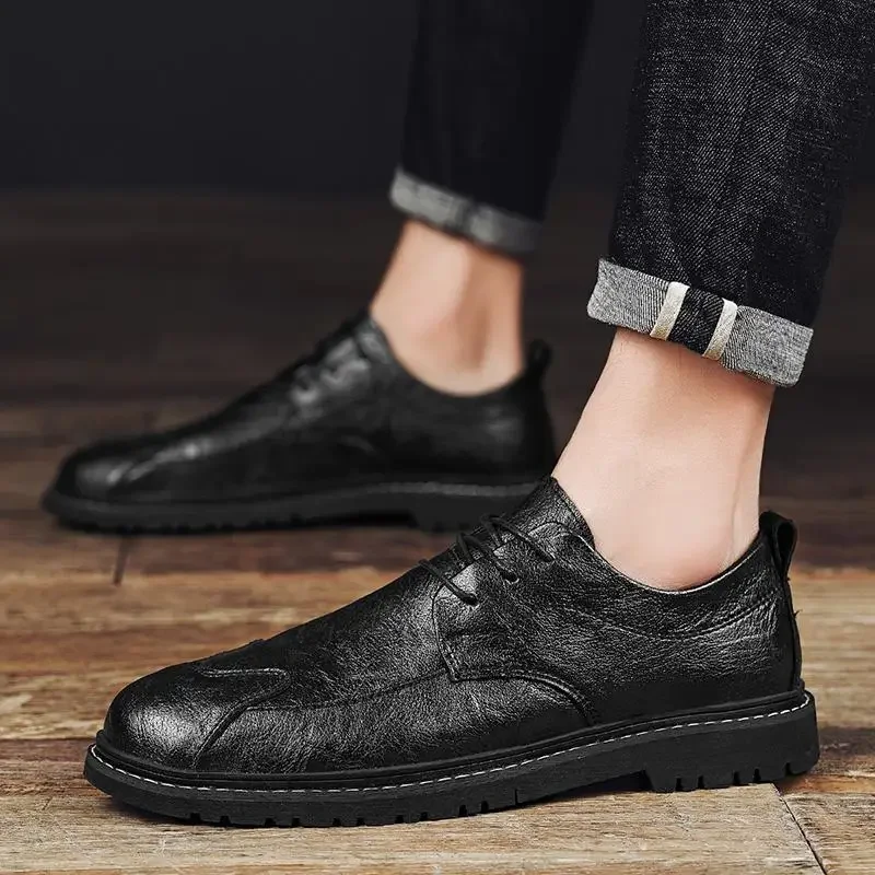 

Мужская обувь весна 2023 мужские кожаные туфли дышащая мягкая кожаная обувь с мягкой подошвой Папины для людей среднего и пожилого возраста