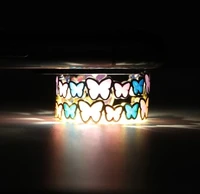 trendy gold silver plated luminous butterfly ring for women heart copper adjustable opening ring glow in the dark charm jewelry