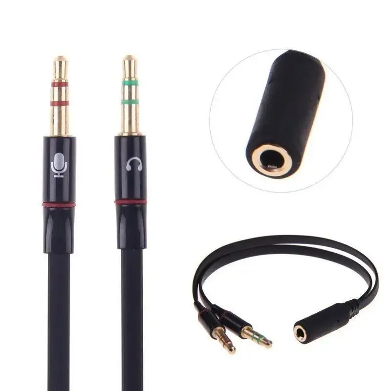

New Splitter Headphones Jack 3.5 Mm Stereo Audio 2 Male To 1 Female Cable Adapter Microphone Plug for Earphone Portable