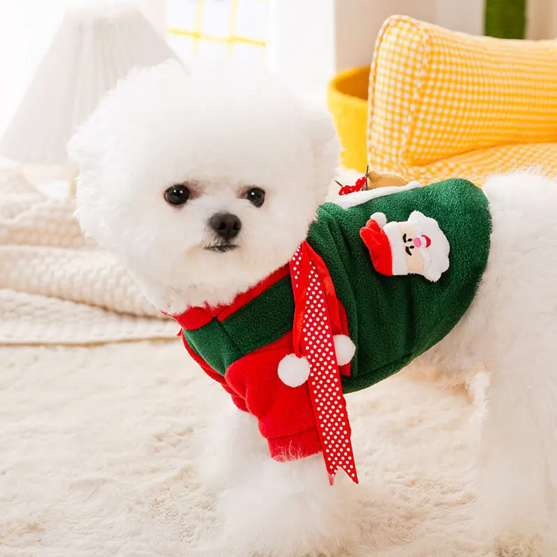 

Cute cartoon Christmas two-legged bodysuit spring and autumn models puppy warm clothing small dogs pet clothes