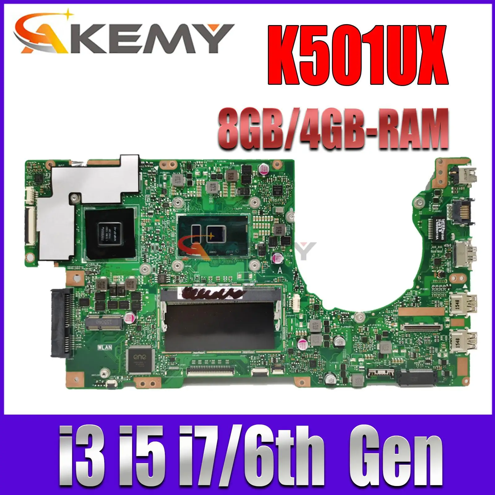 

K501UX MAINboard For ASUS K501UQ K501UB K501UXM Laptop Motherboard 8GB/4GB-RAM I7-6500U I5-6200U I3-6100U DDR3 100% Test