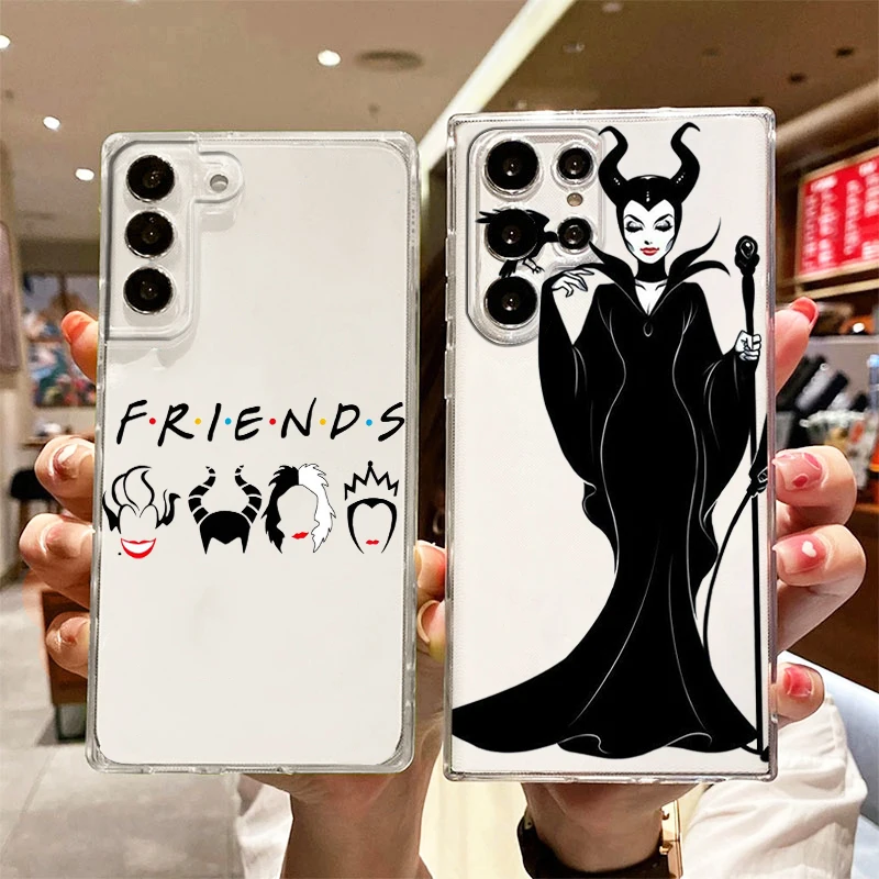 

Disney Villain queen Transparent Phone Case For Samsung S23 S22 S21 S20 FE Ultra Pro Lite S10 S10E S9 S8 Plus 5G Cover
