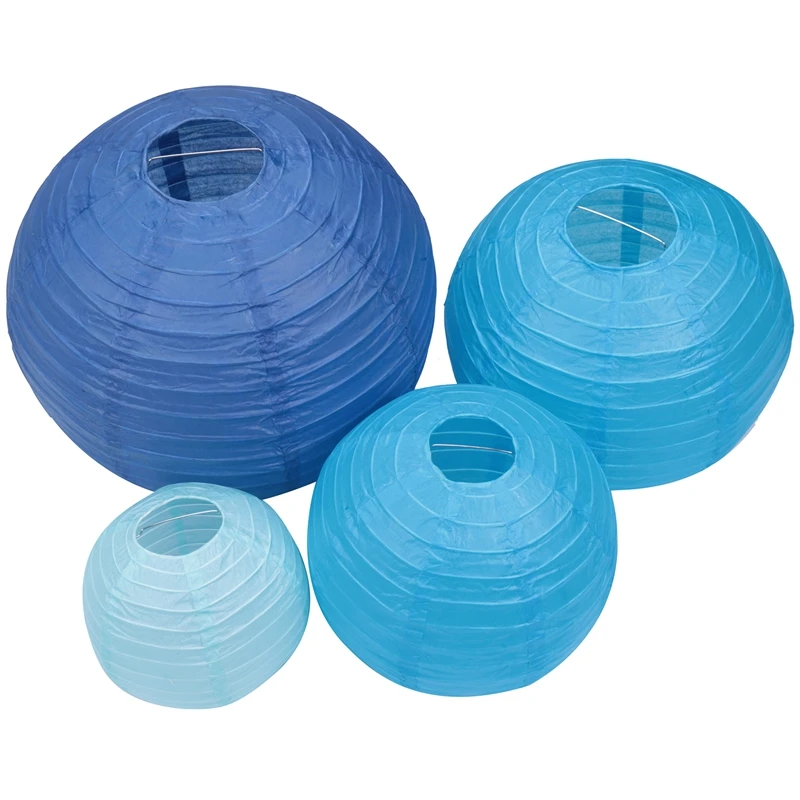 

20 Pcs 6 Inch-12 Inch Blue Paper Lanterns Chinese Japanese Assorted Sizes & Colors Lampion For Wedding Party Hanging Outdoor Diy
