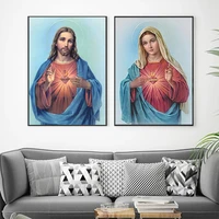 sacred heart of jesus and the virgin mary canvas painting posters and prints wall art picture for living room office decorate