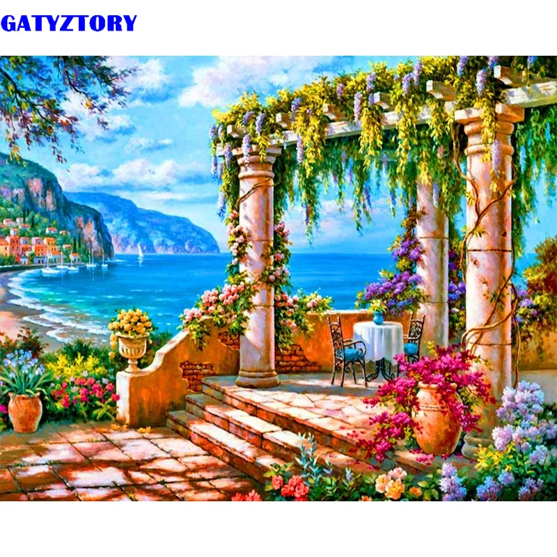 

GATYZTORY 60x75cm Painting By Numbers With Frame Seascape Picture Canvas By Numbers Painting Kit For Adults Unique Gift Home Dec