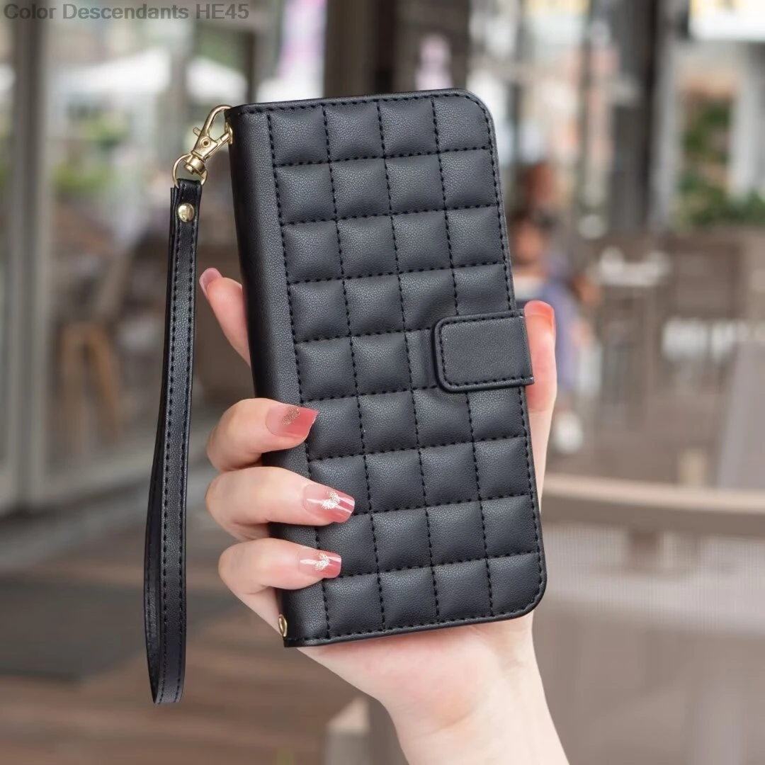 Кожаный чехол-бумажник с 3D рисунком в клетку для Samsung Galaxy A16 A06 A05 A15 4G A05s A25 A35 A55