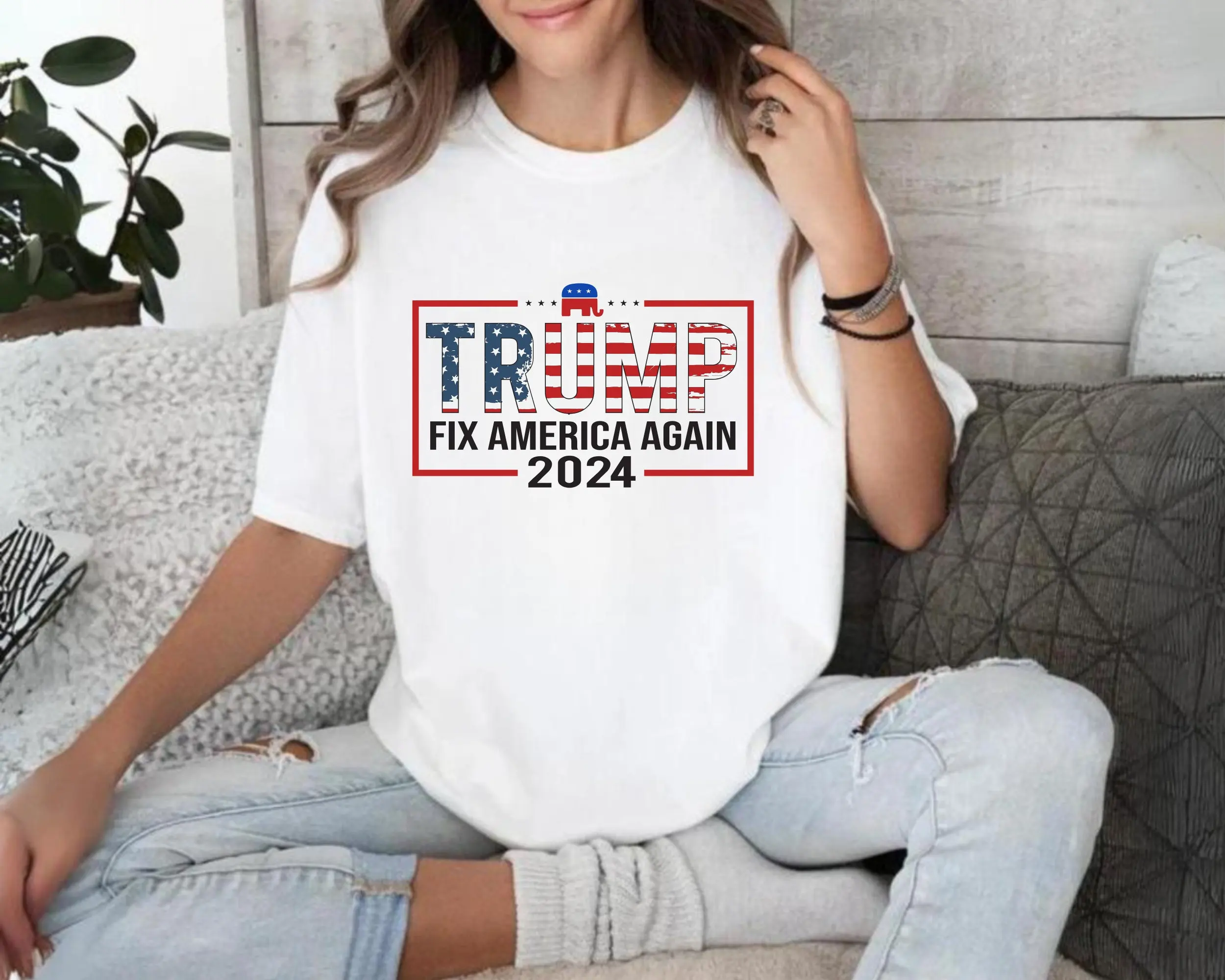 Футболка Trump 2024 Fix America Again GifT President Rally