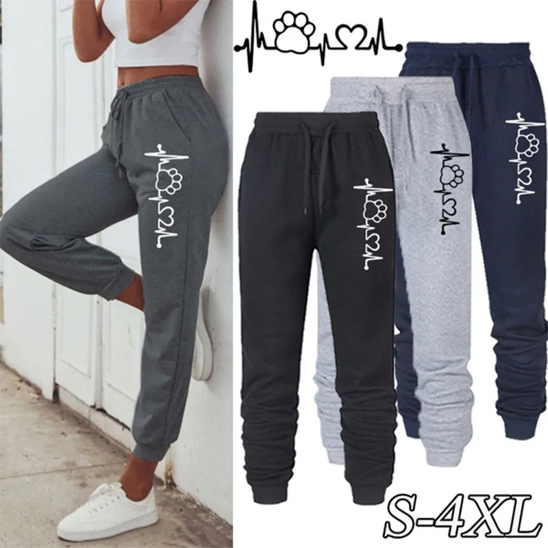 

Fashion Printed Trousers Men Women Elastic Waist Loose Cotton Outdoor Sports Jogging Pants S-4XL