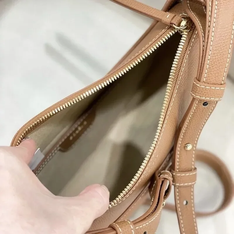 Design Crescent Bag Fashion Texture One-shoulder Underarm Bag Women's Diagonal Cowhide Leather Saddle Bag