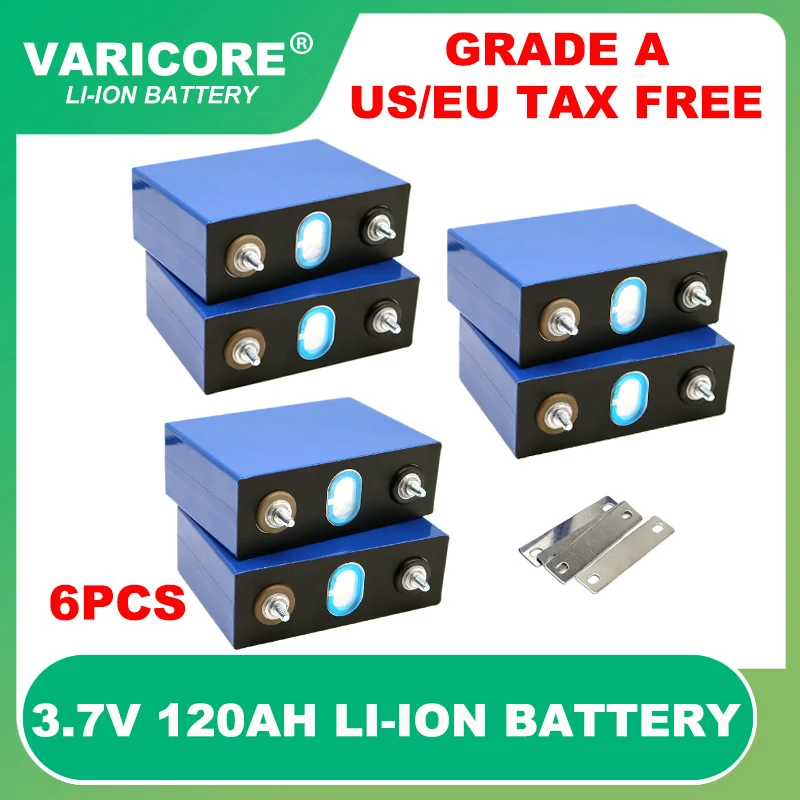

6pcs 3.7v 120Ah Lithium battery Large single Power cell for 3s 12v 24v 36v 48v electric vehicle Off-grid Solar Wind Grade A