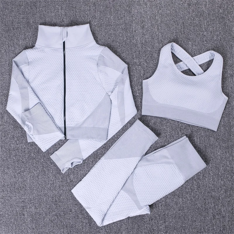 

1/2/3PCS Seamless Women Yoga Set Workout Sportswear Gym Clothing Fitness Long Sleeve Crop Top High Waist Leggings Sports Suits