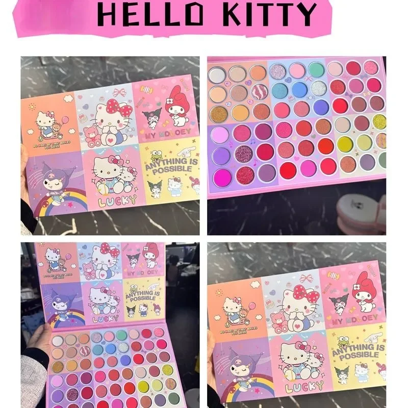 

New Sanrioed Hello Kitty Eyeshadow Palette Student Cosplay 54 Color Pearlescent Matte Glitter Eyeshadow Cute Girls Makeup Set