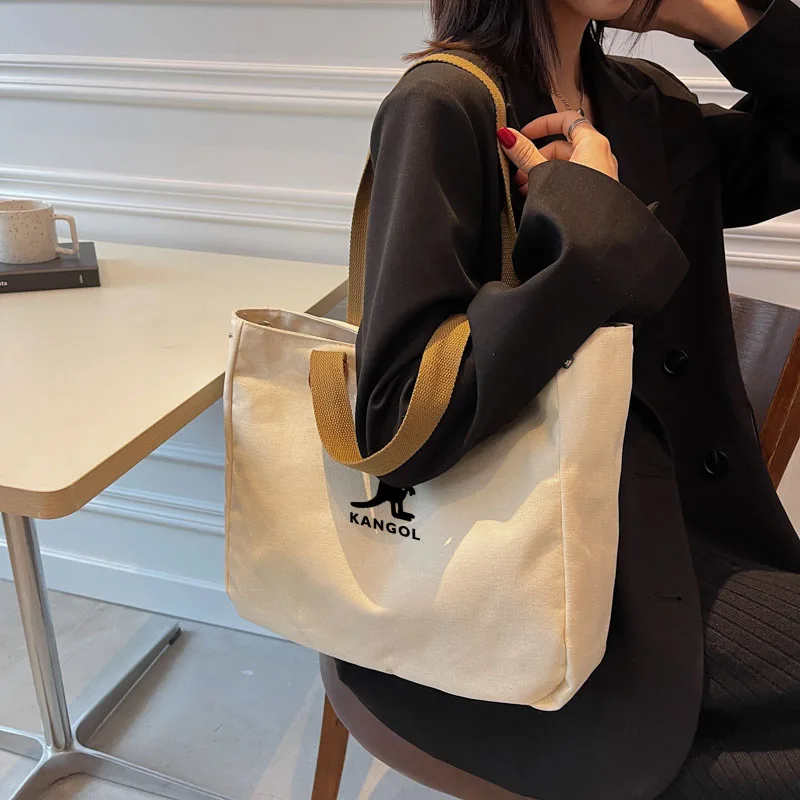 Kangol Large Capacity Shopping Beach Bag Men and Women Bag Women Canvas Tote Bag Designer Ladies Casual Handbag Shoulder Bag