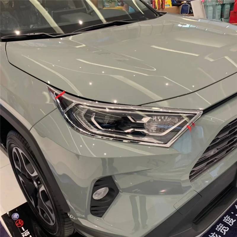 

WELKINRY For Toyota RAV4 XA50 5th Generation 2019 2020 2021 2022 RAV 4 ABS Chrome Car Head Front Lamp Light Trim