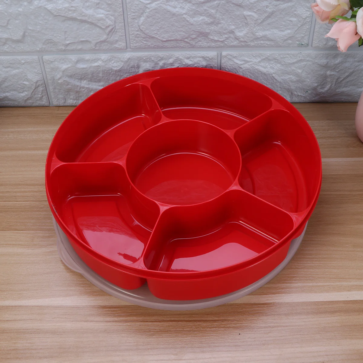 

Tray Serving Snack Fruit Divided Plate Boxappetizer Candy Lid Platter Compartment Storagenut Dried Snacksdish Container Party