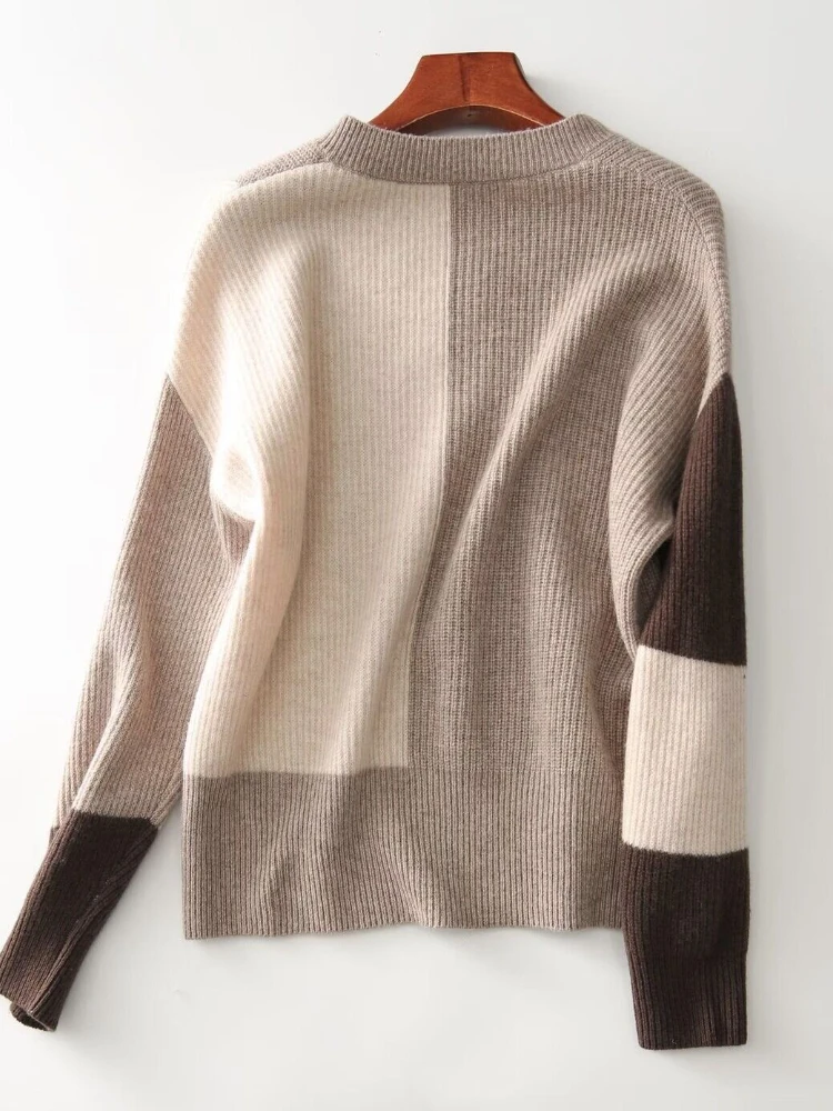 Женский свитер с длинным рукавом свободный трикотажный пуловер оверсайз