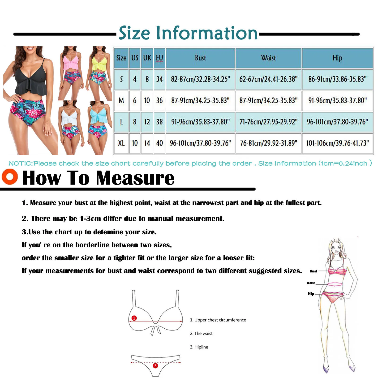 Женский раздельный купальник с высокой талией Раздельный цветочным принтом |