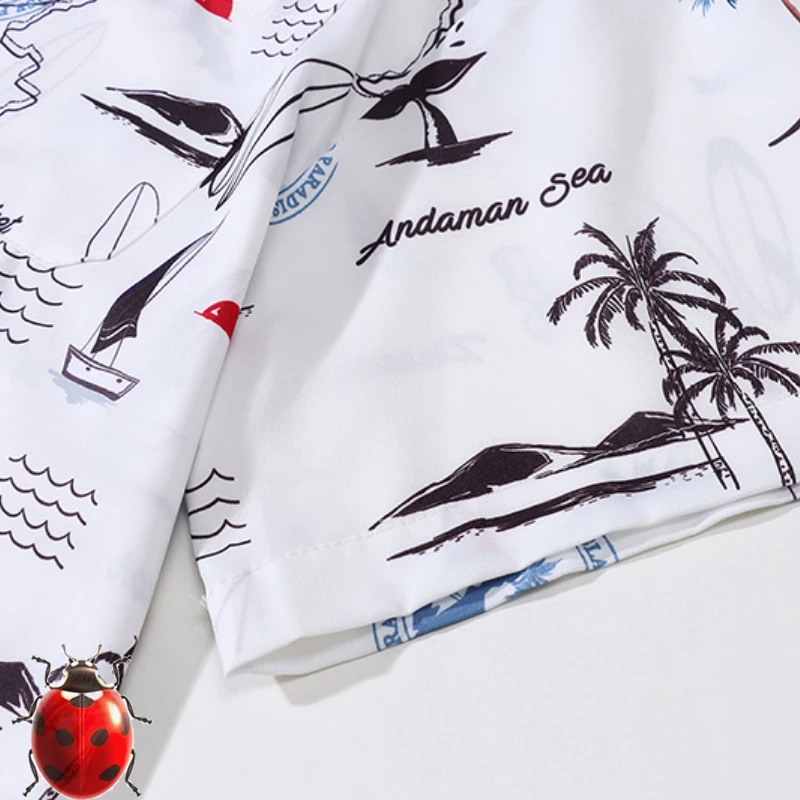 Multi Variety Colorful Cartoon Digital Letter Print Men Women Hawaii Beach Shirt
