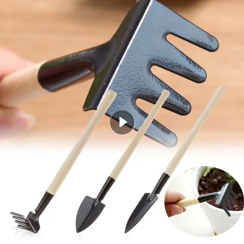 

3pcs Mini Home Gardening Tool Set Small Shovel Rake Spade Shovel Rake Spade Soil Raising Flowers Potted Home Plants Digging Tool