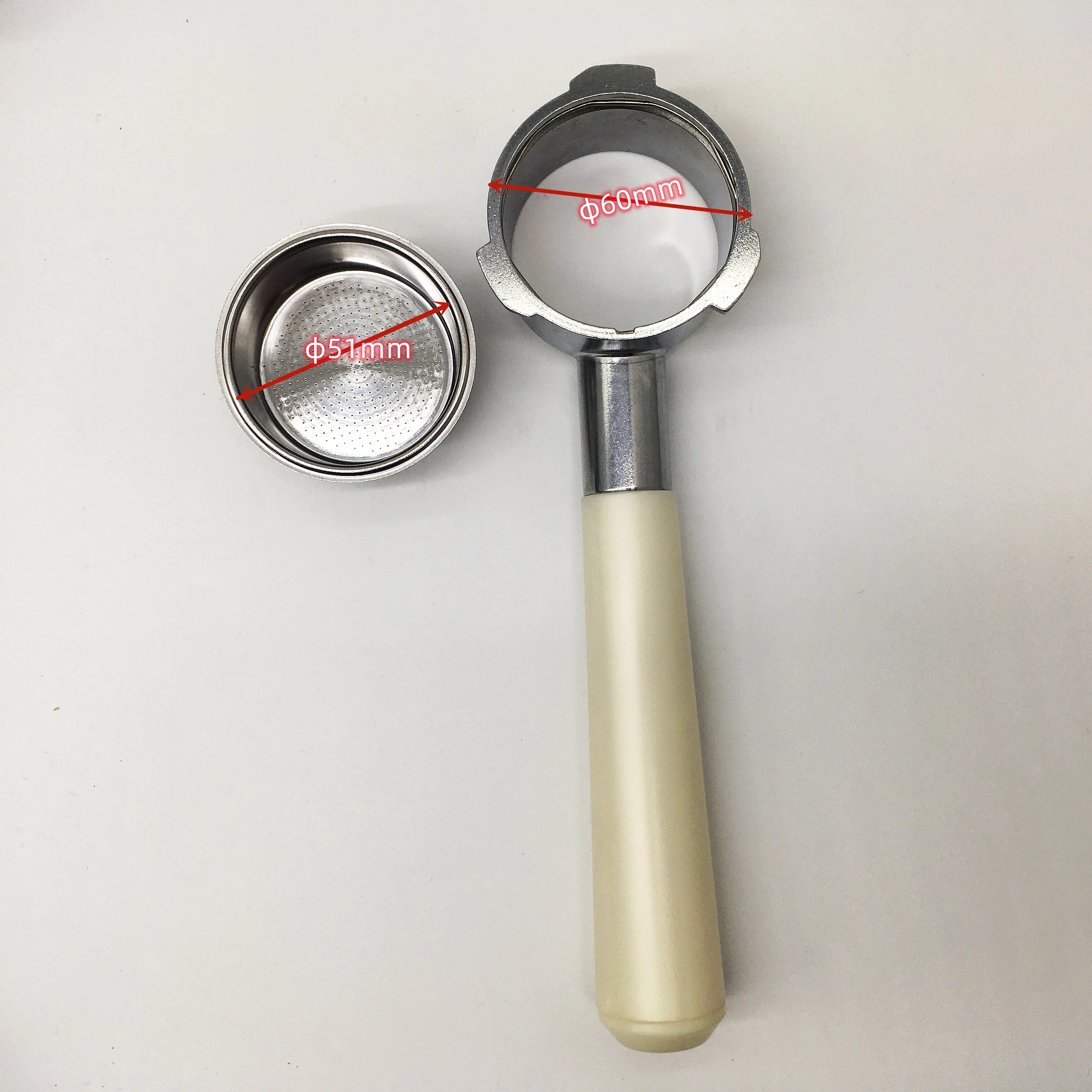 

Latest model 2022 51mm Bottomless-filter holder portafilter out 60mm 15-20bar for espresso coffee maker parts