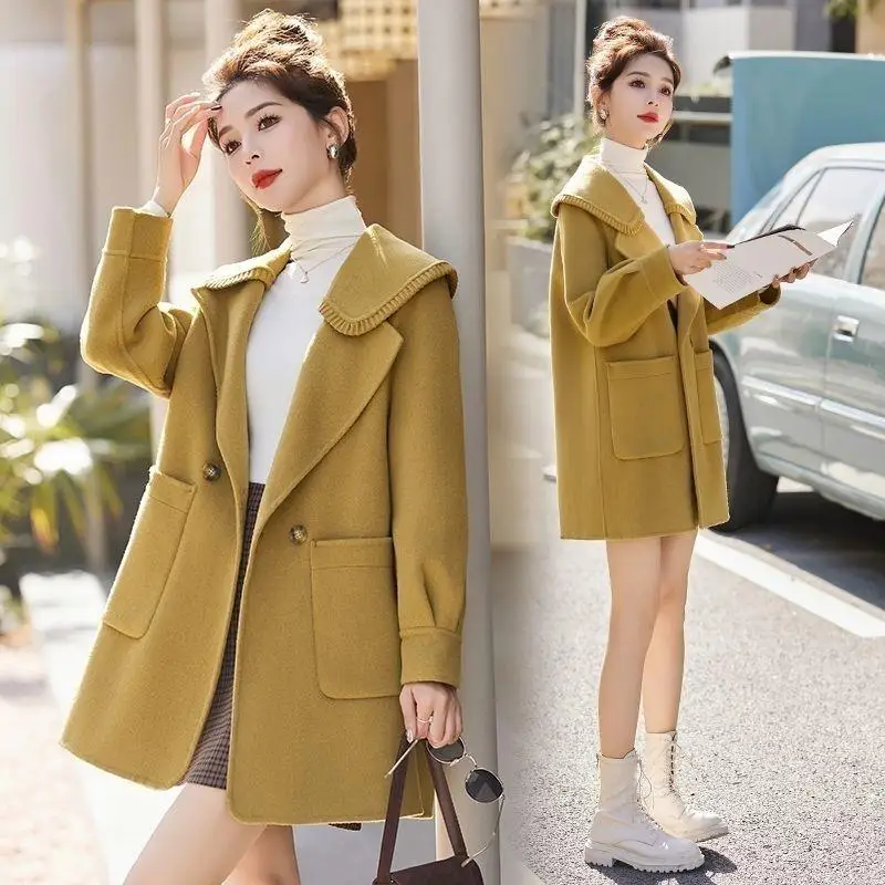 Plus Size Plus size Chubby Girl Autumn and Winter Dragon Phoenix Woolen Coat Women 2024 New Loose Mid-Length Thickened Wo...