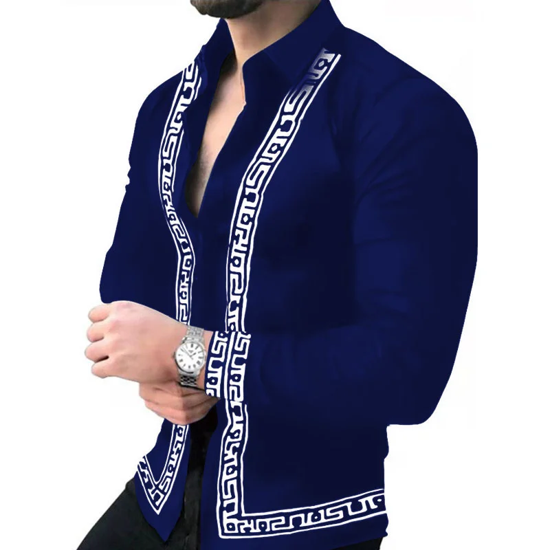 

Luxury Brand Social Men Sirts radual Casual Sinle Button Sirts Wild Sirts Printed Male Blouses S-3XL
