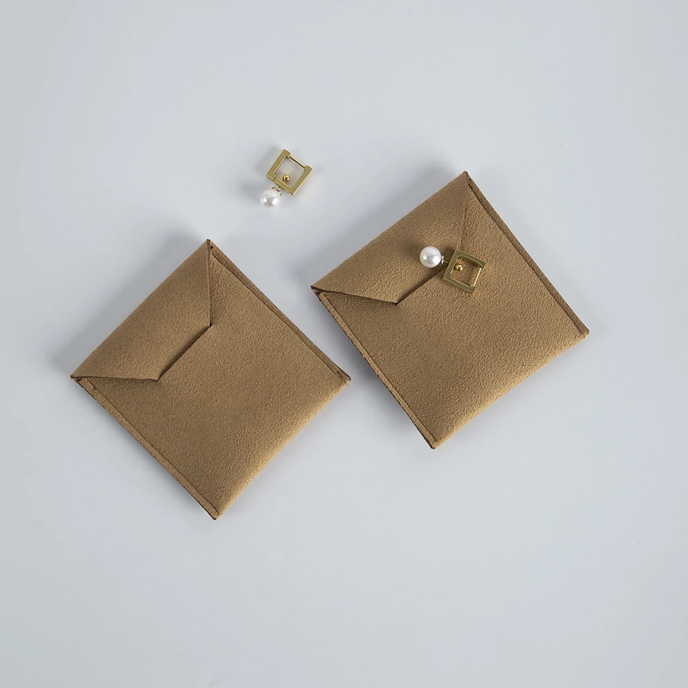 100-Pack Bulk Microfiber Envelope Flap Jewelry Bag Suede Gift Pouches Small 5.5x5.5cm Earring Necklace Ring Packaging Organizer