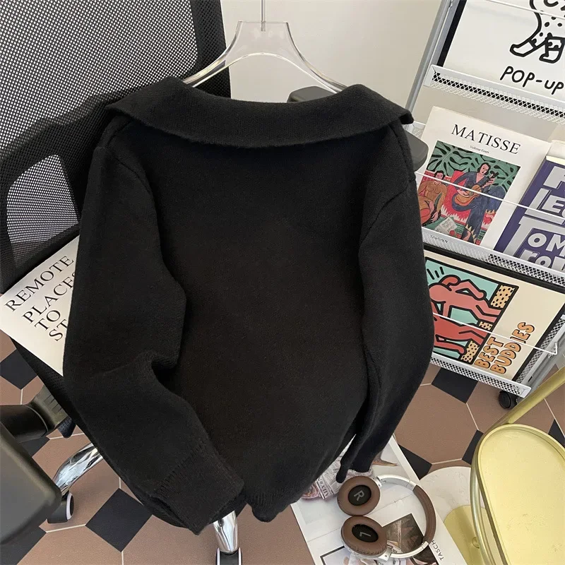 Вязаный пуловер с v-образным вырезом в американском стиле повседневный