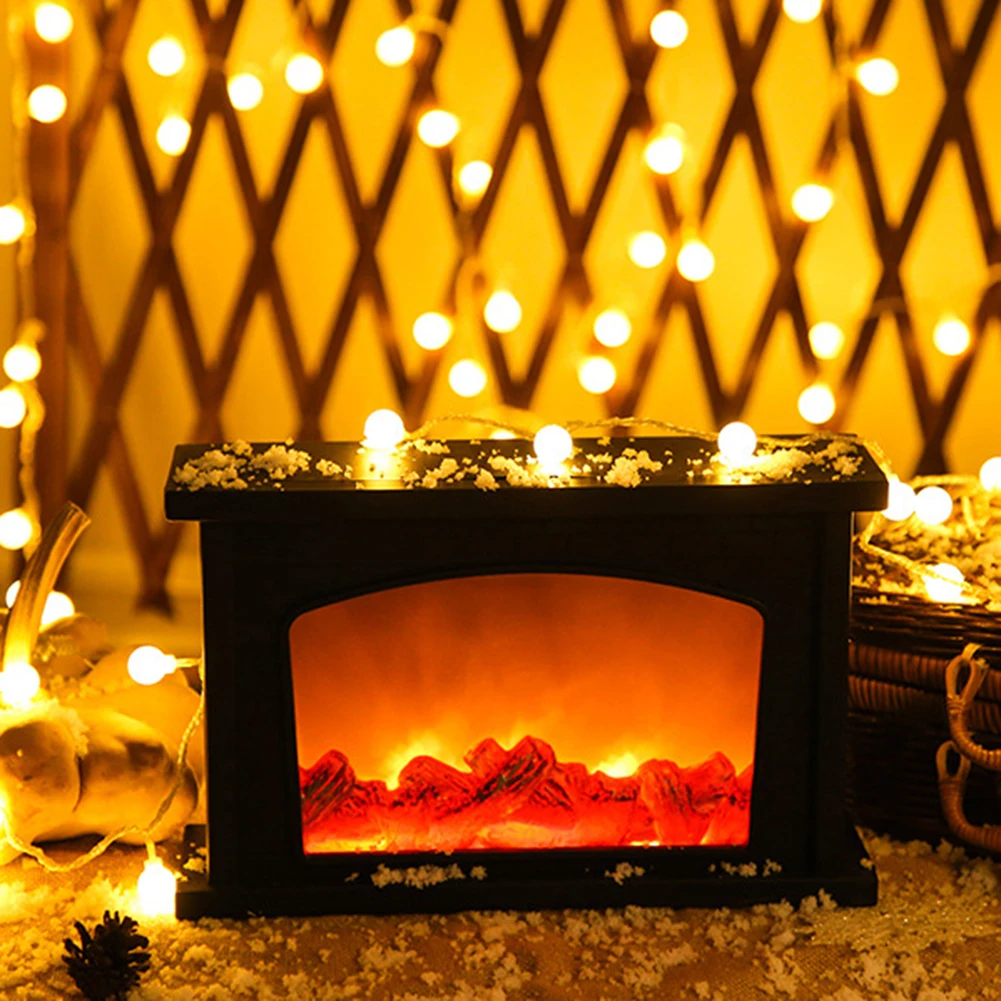 

Led With USB Flame Lantern Simulation Fireplace AA Battery Nightlight Strange Lamp Christmas Decor Desktop Crafts Living Room