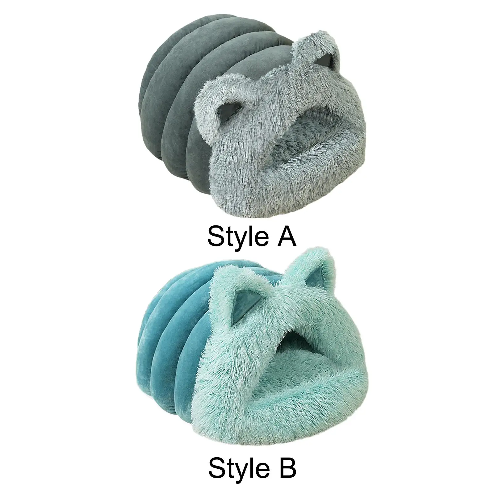 Плюшевая кровать для кошек мягкая нескользящая полузакрытая плюшевая ножек