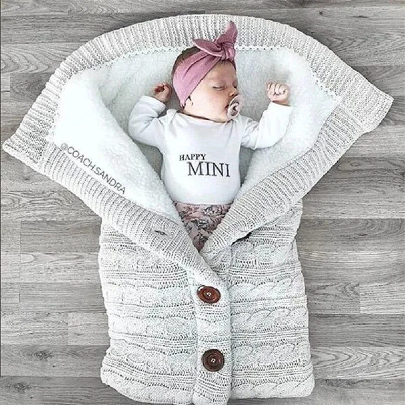 

Winter Warm Baby Blanket Thicken Polar Fleece Infant Stroller Sleeping Bags For Newborn Baby Bedding Swaddle Wrap Envelope