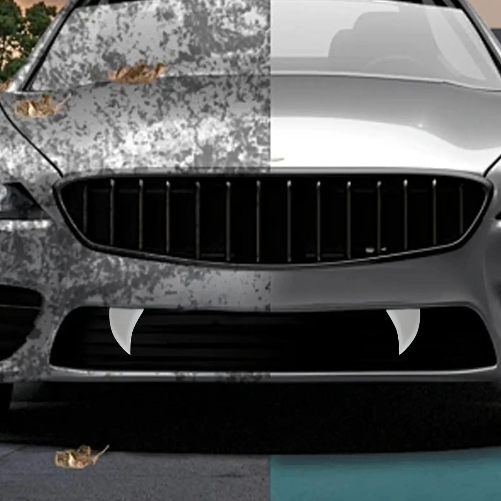 Фото Хэллоуин автомобильный клык декор забавные авто жуткие украшения атмосферостойкие готические привлекательные внешние клыки для автомобиля седан грузовик крыша автофургона №1