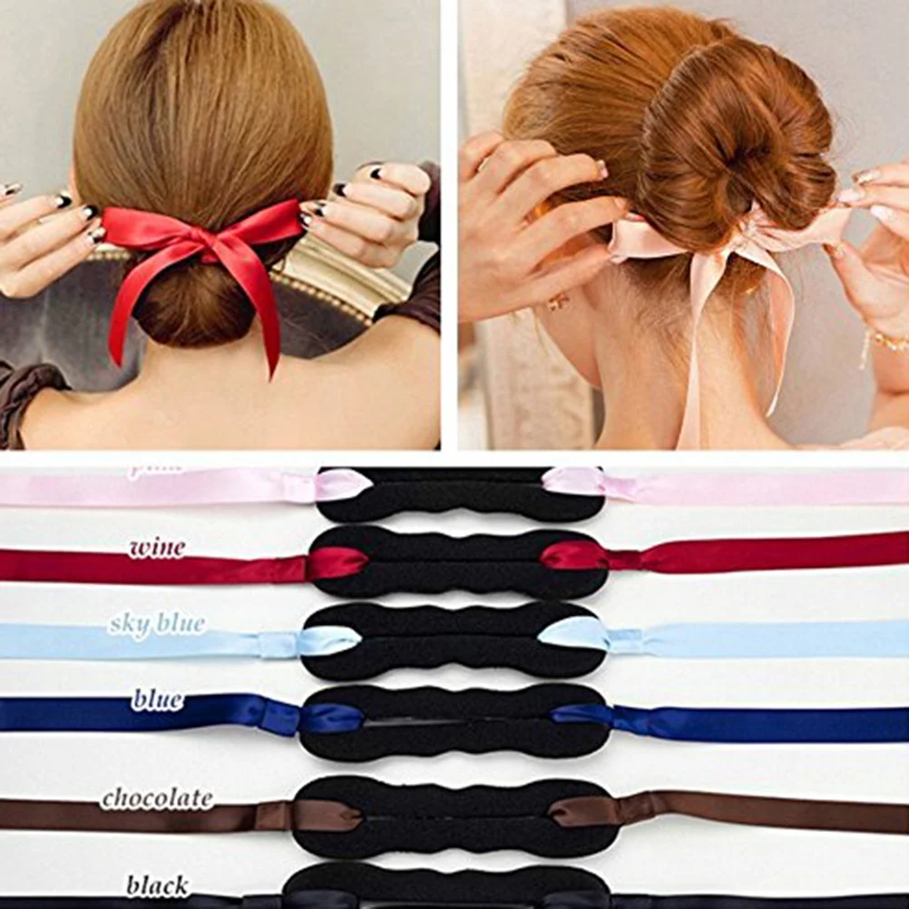 

3pcs Ribbon French Bun Maker Holder Roll Rings Hairband Turban Bun Maker/Hair Donut/Hair Bun Donut Hair Piece